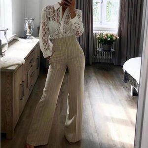 NWT ZARA LINEN BLEND WIDE LEG PANTS